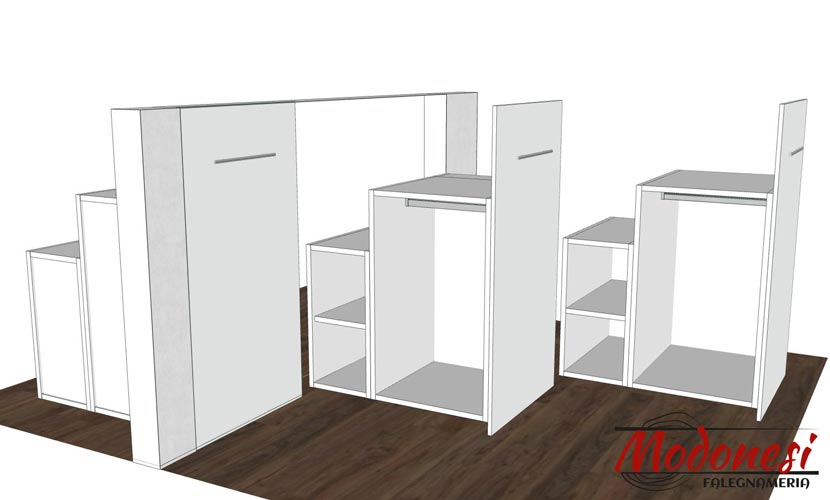 Armadio sottotetto Milano: render progetto