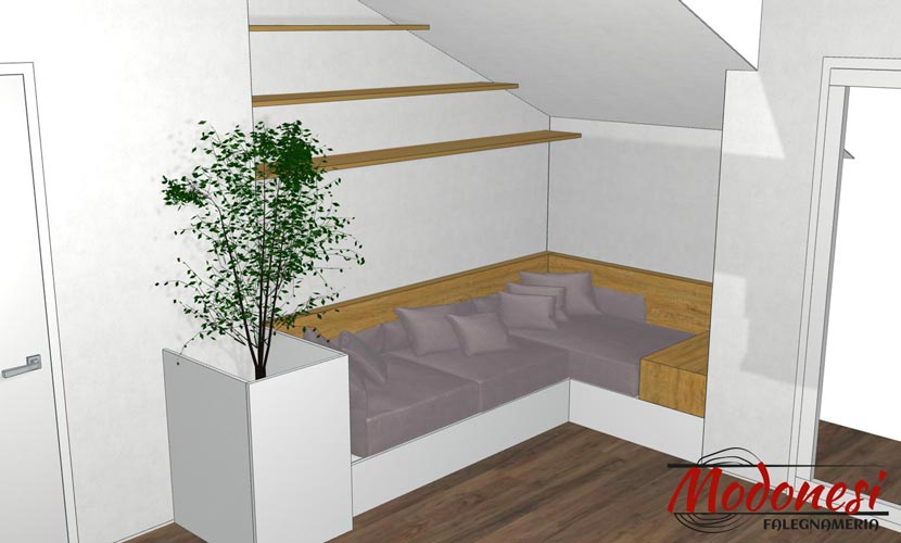 Divano angolare Milano: render divano