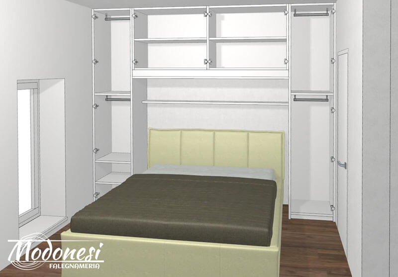 Armadio A Ponte Camera Matrimoniale In Una Casa A Milano Render 03