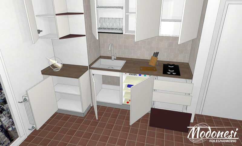 Cucina Su Misura In Nicchia Per Un Appartamento A Milano Render 04